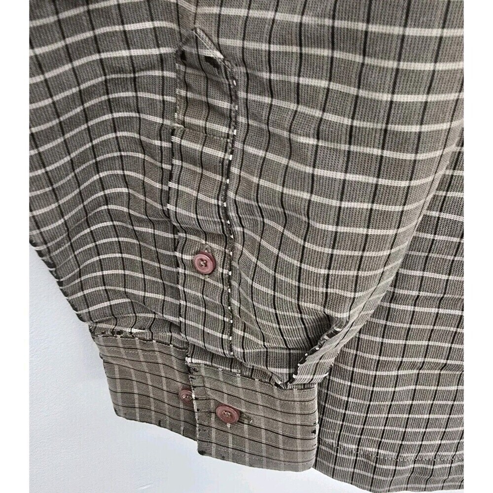 Haggar Dress Shirt Mens Size M (15.5x34) Brown Geometric Point Collar (A18) - Picture 9 of 9